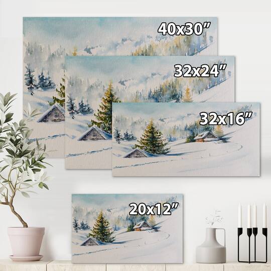 Designart - Little House In The Winter Mountains